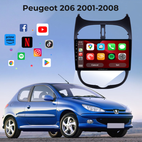 Peugeot 206 2001-2008 Radio Android Auto Apple Carplay exterior